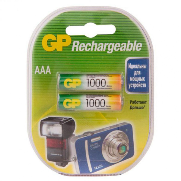 Аккумулятор GP R3 1000 mAh BL 2 1.2 V, пластиковый блистер ЗА УПАКОВКУ
