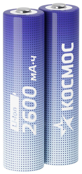 Аккумулятор Космос 18650 2600 mAh Shrink 2 3,7V, шляпка