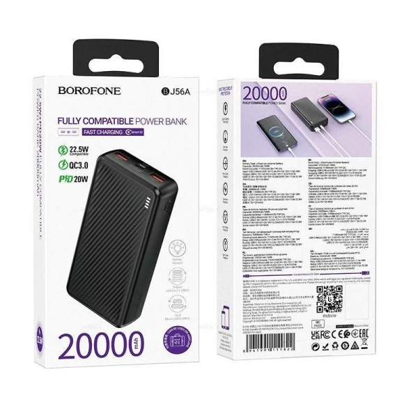 Портативное зарядное устройство Borofone BJ56A черный, 20000 mAh