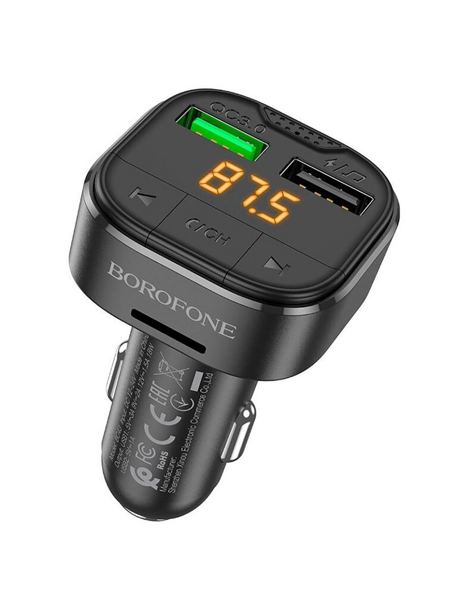 FM трансмиттер Borofone BC43 Flash 12/24В, USB/microSD, автомобильный, Bluetooth 5,0, USB1-QC3.0-18В