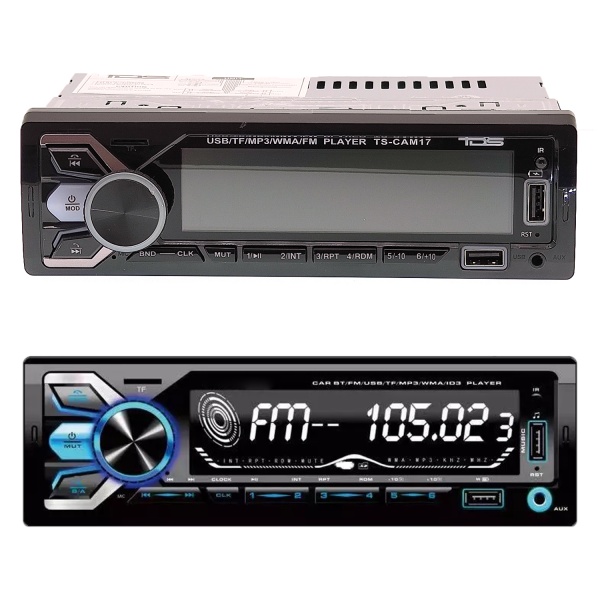 Автомагнитола TDS TS-CAM17 USB/microSD (до 32 ГБ)/AUX/FM/Bluetooth, 12В, коробка