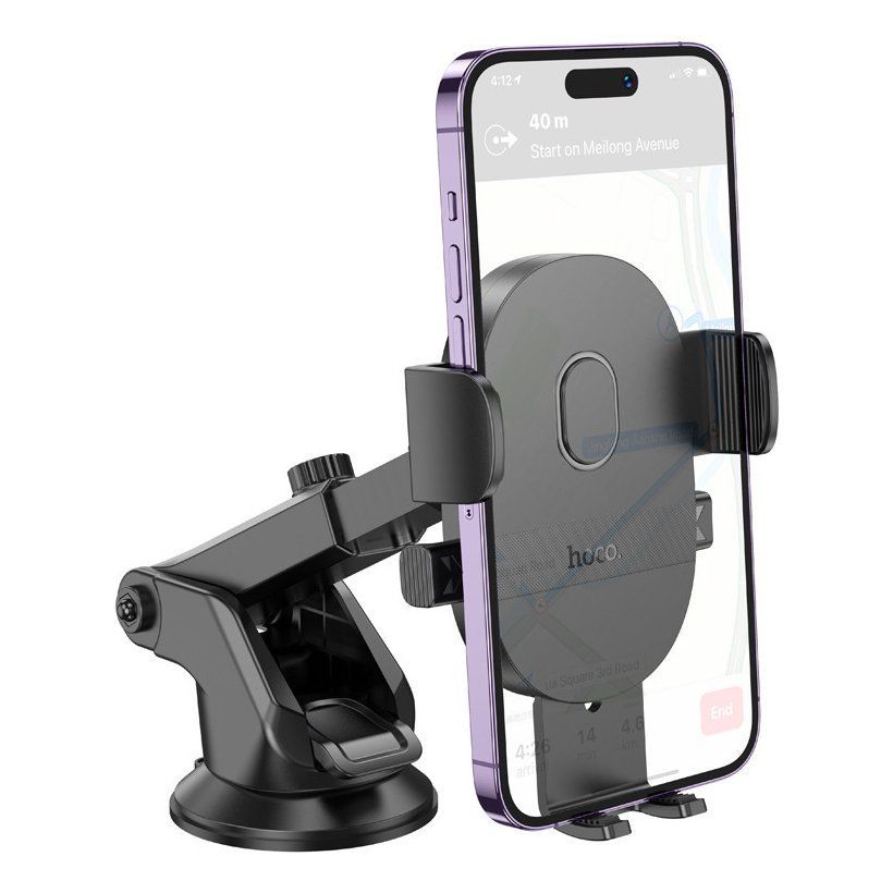 Держатель HOCO HOCO, H19,  зажим, торпедо, лобовое стекло, для смартфона, цвет: чёрный