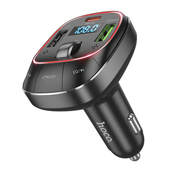 FM трансмиттер HOCO E76 Pole 12/24В, USB автомобильный, Bluetooth 5,0, Type-C-PD45Вт, USB1-QC3.0-18В