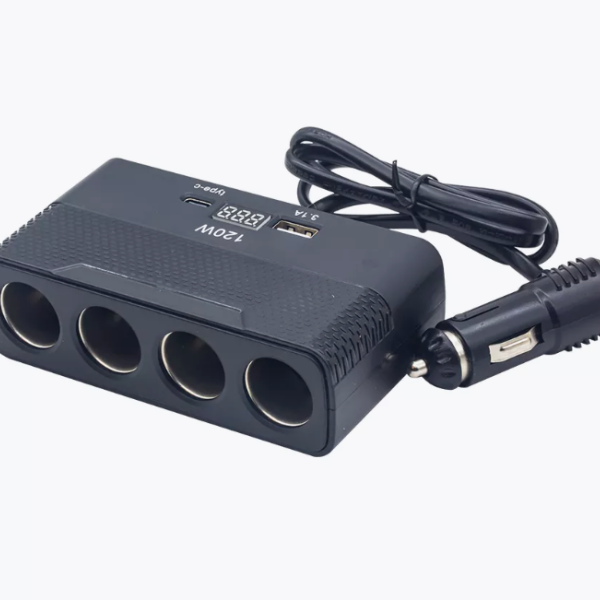 Переходник для прикуривателя OLESSON 2014 на 4 гнезда(120W) + 1 USB(5V/3100mA) + 1 Type-C(5V/3100mA)