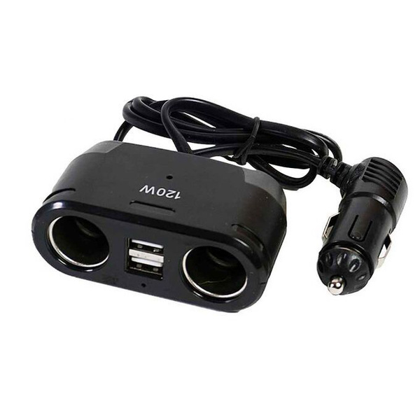 Переходник для прикуривателя OLESSON 1631 на 2 гнезда(120W)+ USB(5V/1200mA), на шнуре до 0,6 м