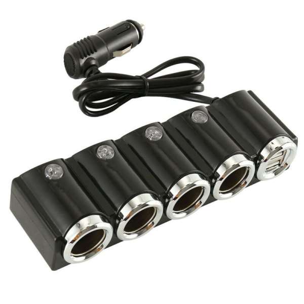 Переходник для прикуривателя OLESSON 1504 на 4 гнезда(120W) + 2 USB(5V/1000mA), на шнуре до 0,6 м