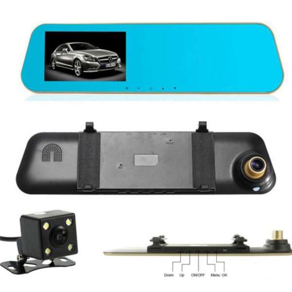 Автовидеорегистратор TDS TS-CAR12 (HAD-69) (зеркало) 4,3", FHD 1920х1080 2MPix, microSD до 32 ГБ, + 