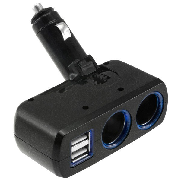 Переходник для прикуривателя OLESSON 1637 на 2 гнезда(120W) + 2 USB(5V/1000mA)