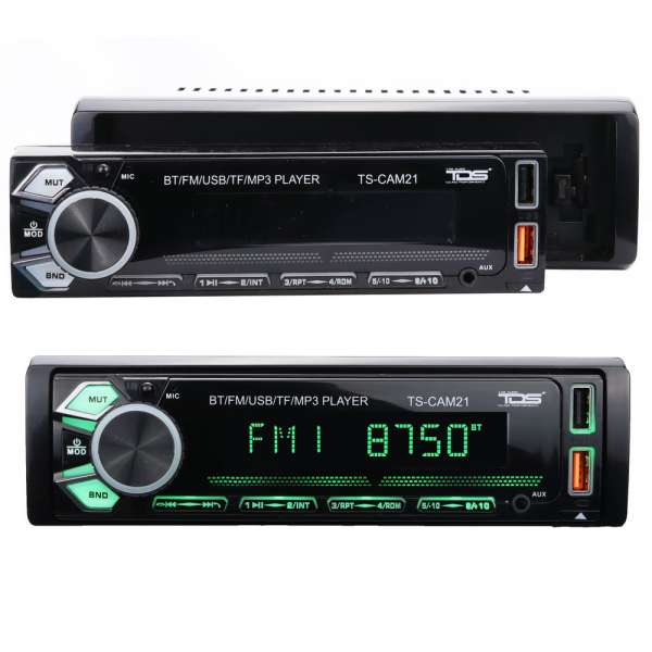 Автомагнитола TDS TS-CAM03 (TS-CR03) USB/microSD (до 32 ГБ)/AUX/FM/Bluetooth, 12В, коробка