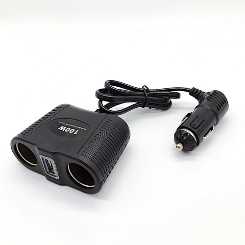 Переходник для прикуривателя OLESSON 1645 на 2 гнезда(100W) + 1 USB(5V/1000mA)
