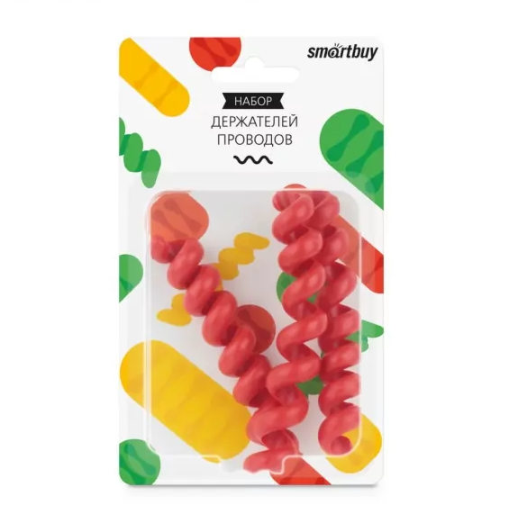 Держатель SmartBuy SBO-596r "Пружинка" для проводов, 3 штуки в наборе, размер 10х20 мм, блистер, кра