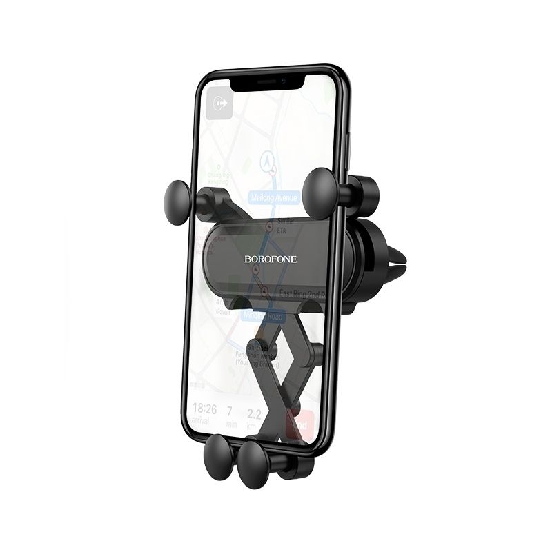 Держатель Borofone BH19 Eddie для смартфона/навигатора, до 6,5' (60-100 мм), на решетку вентиляции, 