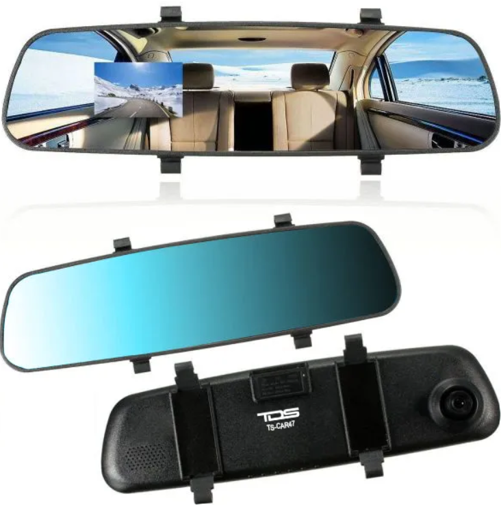 Автовидеорегистратор TDS TS-CAR47 (зеркало) 3,2'', HDMPix, microSD до 32 ГБ, до 32 ГБ, 1920х1080, 12