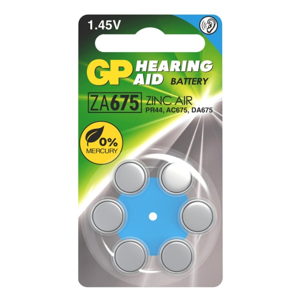 Батарейка. GP ZA675 BL 6 (для слуховых аппаратов)