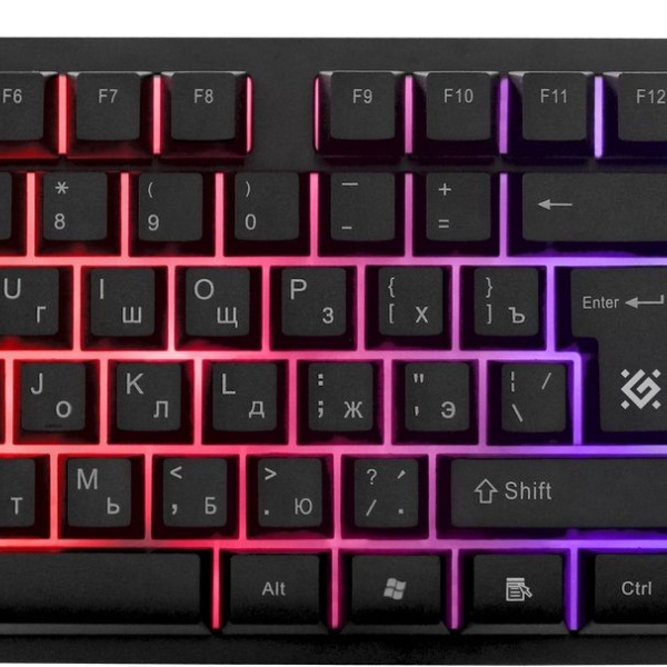 Клавиатура игровая Defender "Arx" GK-196L RU USB Black 104 клавиши регулируемая яркость подсветки, в
