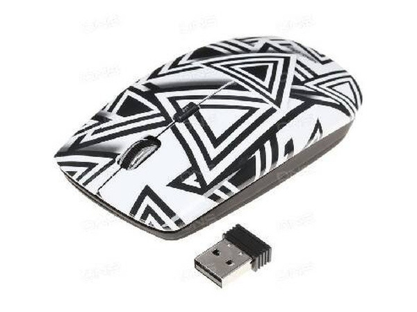 Мышь беспроводная SmartBuy SBM-327AG-D-FC USB Optical (1000/1500/2000 dpi) черная с принтом Delta, 3