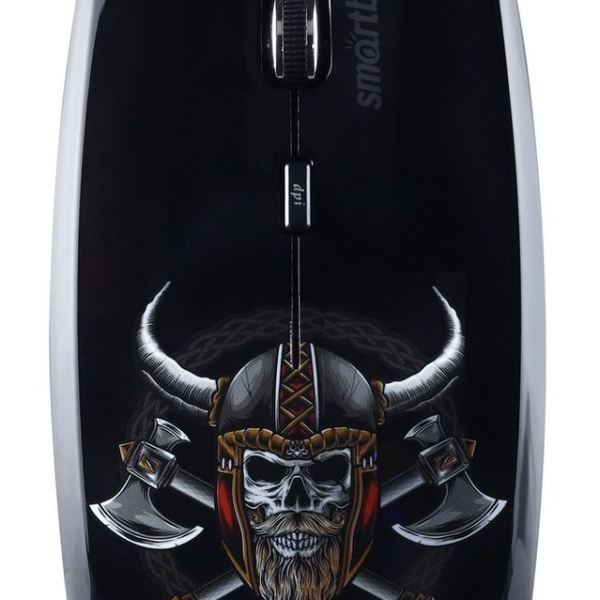 Мышь беспроводная SmartBuy SBM-327AG-V-FC USB Optical (1000/1500/2000 dpi) черная с принтом Viking, 