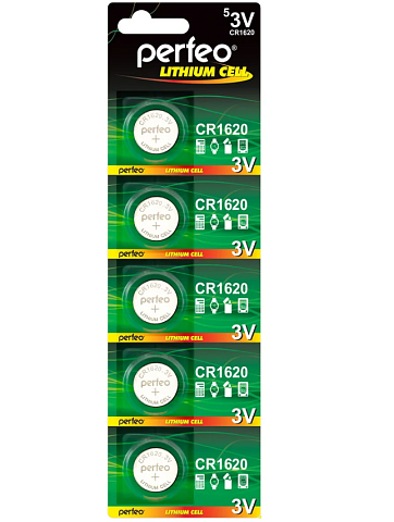 Батарейка. Perfeo CR 1620 BL 5 Lithium Cell (|PF-C4998)