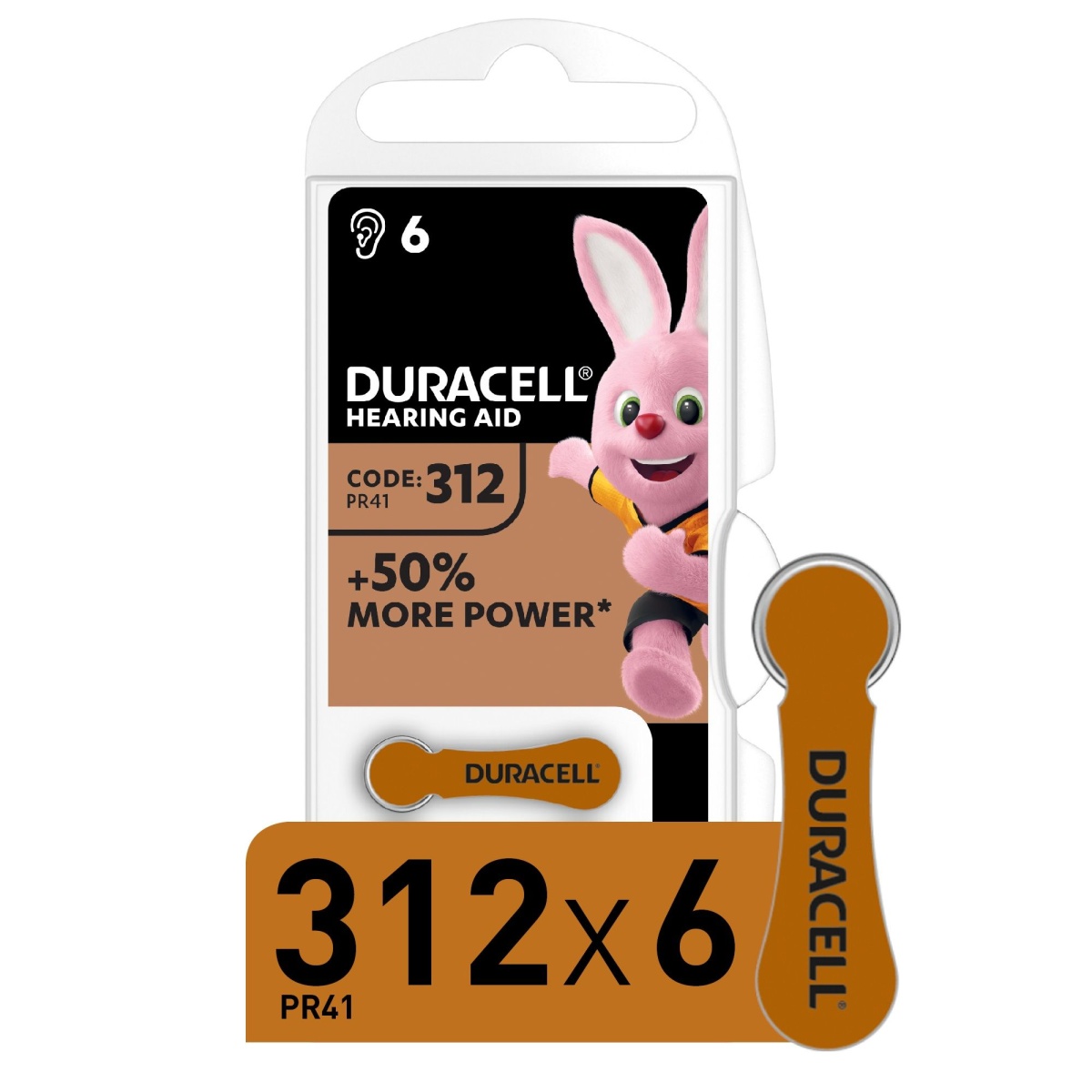Батарейка. Duracell ZA312 BL 6 (для слуховых аппаратов) ActiveAir Nugget Box ЗА УПАКОВКУ