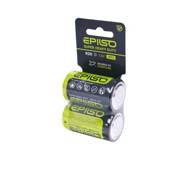 Батарейка EPILSO R20 Shrink card 2 ЗА УПАКОВКУ