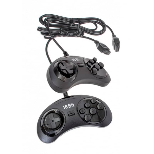 Геймпад Sega 16-бит 23-JS 2 шт. в комплекте, черный, матовый, zip пакет