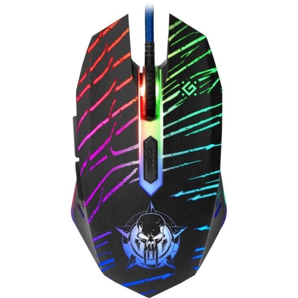 Мышь игровая Defender Dark Agent GM-590L USB Optical (1200/1600/2400/4800/7200/12800 dpi) черный 5 к