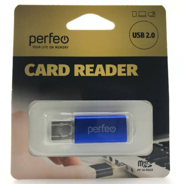 Card Reader Perfeo PF-С3799/PF-VI-R025 microSD внешний Blue, блистер