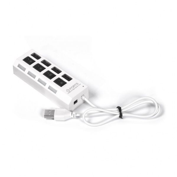 Концентратор USB (HUB) SmartBuy SBHA-7204-W USB 2.0, 4 порта, с выключателями, блистер, белый