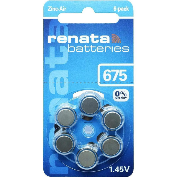 Батарейка. Renata ZA675 BL 6 (для слуховых аппаратов, 1.4 V)