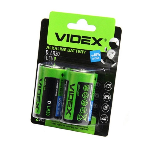 Батарейка Videx LR20 BL 2 ЗА УПАКОВКУ