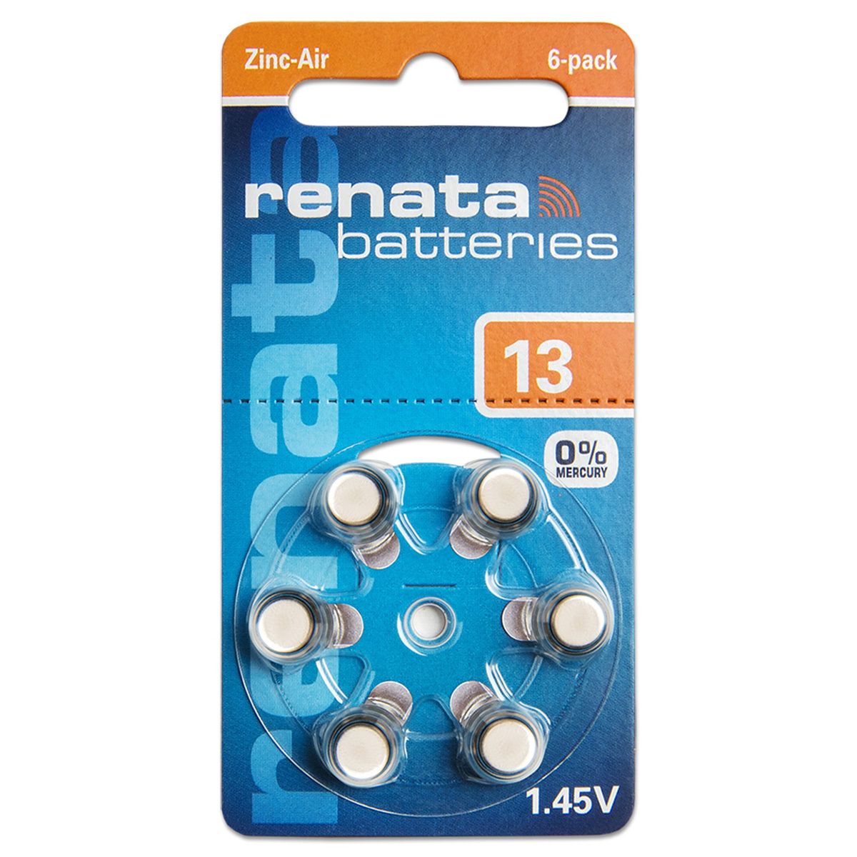 Батарейка. Renata ZA13 BL 6 (для слуховых аппаратов, 1.4 V) ЗА УПАКОВКУ