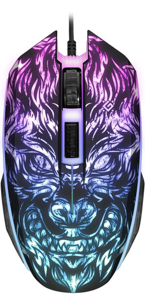 Мышь игровая Defender CHAOS GM-033 USB Optical (800/1200/1600/2400 dpi) черный 2 кнопоки+колесо-кноп