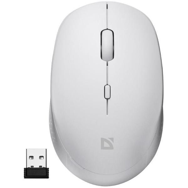 Мышь беспроводная Defender MB-027 Auris USB Pixart 3065 белый 3 кнопки + колесо-кнопка, бесшумное на
