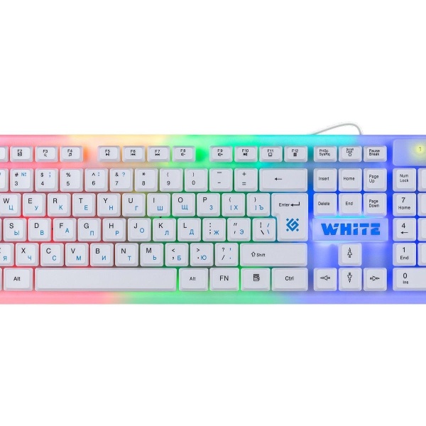 Клавиатура игровая Defender WHITE GK-172 USB белый 104 клавиши подсветка клавиш, отключаемая подсвет