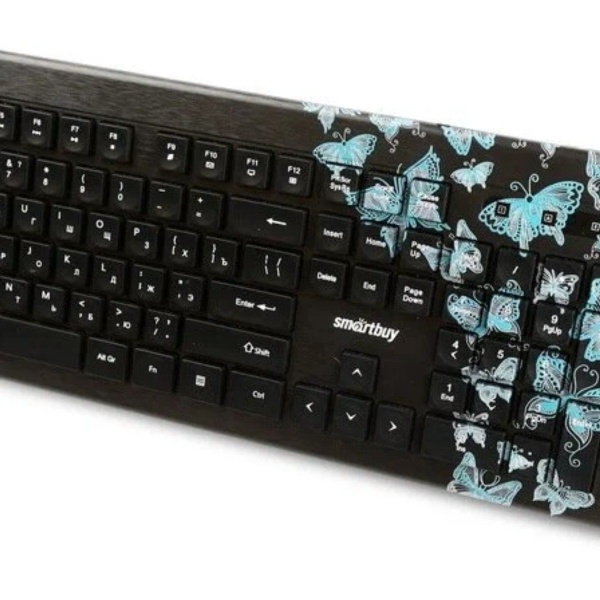Клавиатура SmartBuy SBK-223U-B-FC Butterflies USB Black 104 клавиши, с рисунком