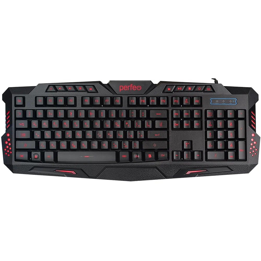 Клавиатура игровая Perfeo PF-B4893 «SKIN» USB Black 114 клавиши, 10 мультимедийных клавиш, LED подсв