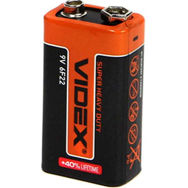 Батарейка Videx 6F22 Shrink 1
