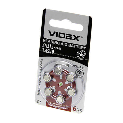 Батарейка. Videx ZA312 BL 6 (для слуховых аппаратов)