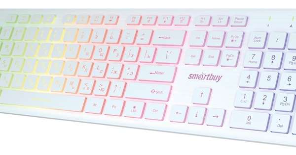 Клавиатура SmartBuy SBK-305U-W ONE USB White 104 клавиши, с мягкой радужной подсветкой