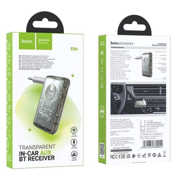 Адаптер Bluetooth HOCO E66 Discovery , AUX адаптер, BT V5.0 JL, черный