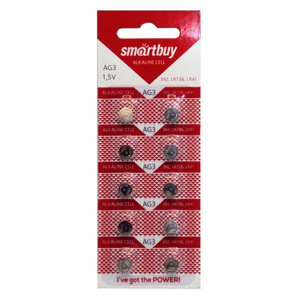 Батарейка. SmartBuy G3 BL 10 (LR 736, LR 41, 392)