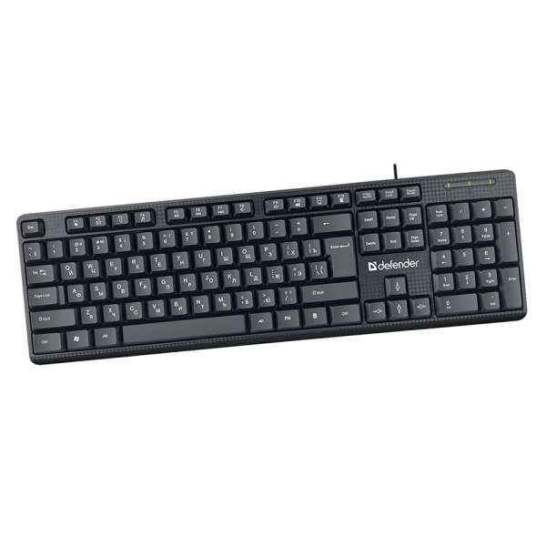 Клавиатура Defender Daily HB-162 USB Black 104 клавиши цвет раскладки: белый