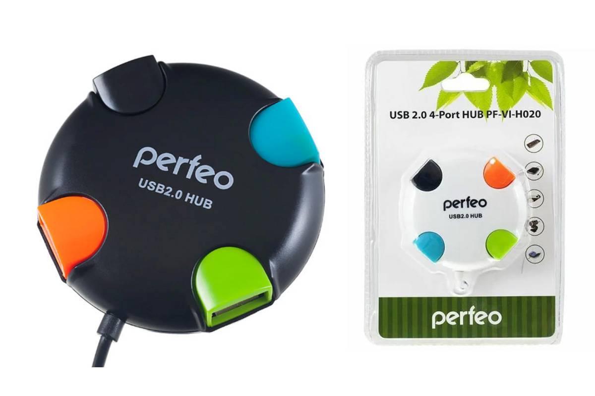 Концентратор USB (HUB) Perfeo PF-4283/PF-VI-H020 4 порта, Black