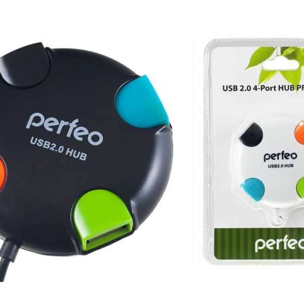 Концентратор USB (HUB) Perfeo PF-4283/PF-VI-H020 4 порта, Black