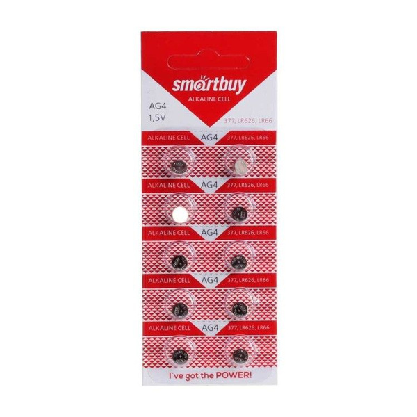 Батарейка. SmartBuy G4 BL 10 (LR626. LR 66, 377)