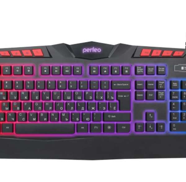 Клавиатура игровая Perfeo PF-B3410 "VISION" USB Black 104 клавиши+10 дополнительных Multimedia, 3 цв