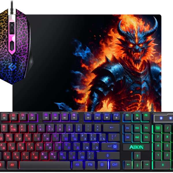 Игровой набор Defender Alion GS-987 RU Light мышь (800/1200/1600/2400 dpi) +клавиатура+ковер(280х230