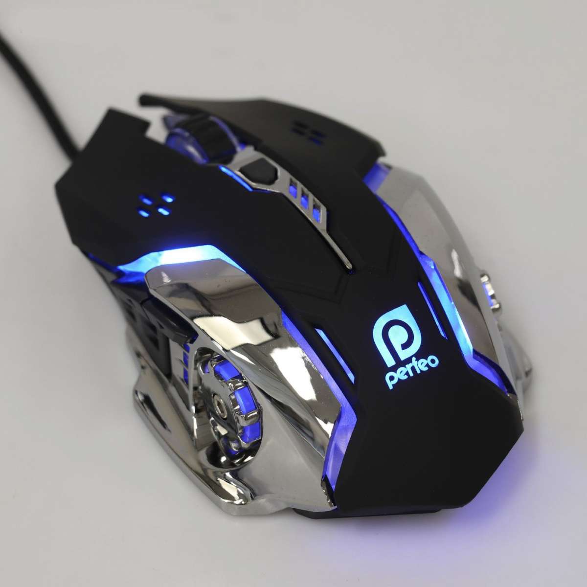 Мышь игровая Perfeo PF-5017/PF-1718-GM "GALAXY" USB Optical (1200/ 1600/2400/3200 dpi) черная, 6 кно