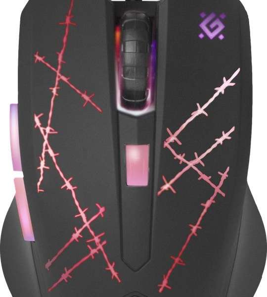 Мышь игровая Defender Forced GM-020L USB Optical (800/1800/2400/3200 dpi) черная, 5 кнопок+колесо-кн