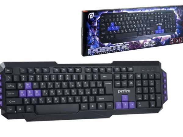 Клавиатура Perfeo PF-5193/PF-031 "ROBOTIC" USB Black 104 клавиши+10 дополнительных клавиш мультимеди